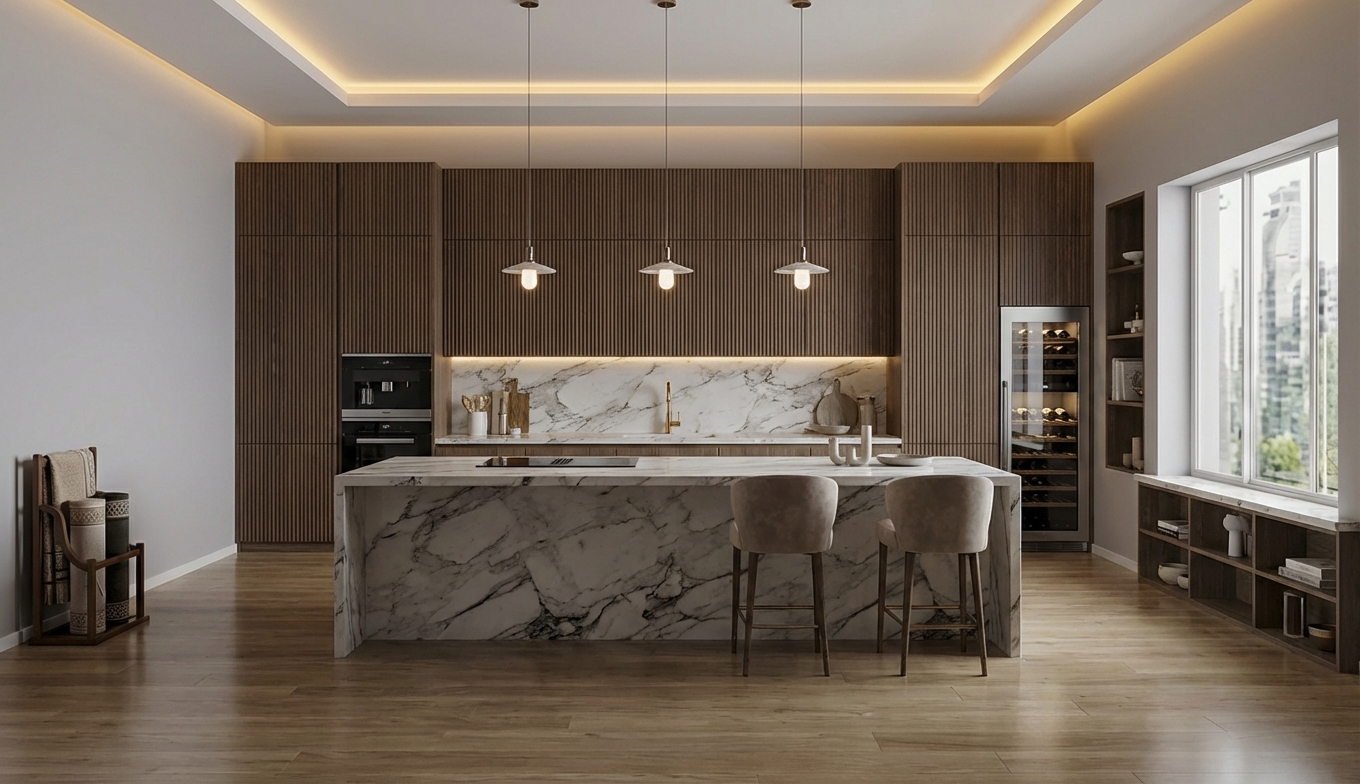 Luxury Transformed Room: The resulting AI-generated image showing the luxury interior overhaul.